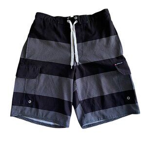 Airwalk men's black and gray swim trunks size medium with drawstring and pockets